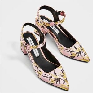 ISO ZARA SATIN FLORAL HEELS
